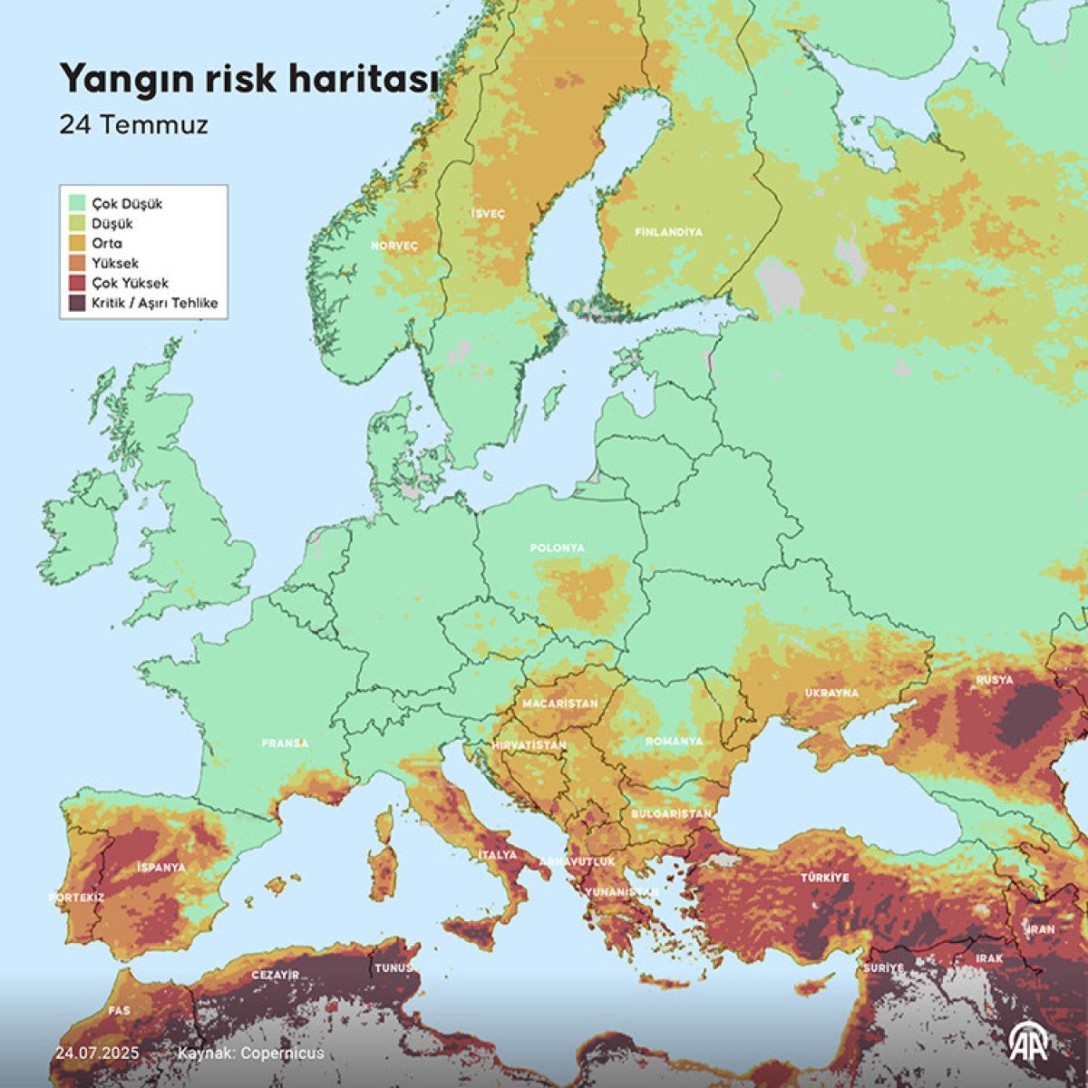 Avrupa’da Yangınlar ve Artış Oranı