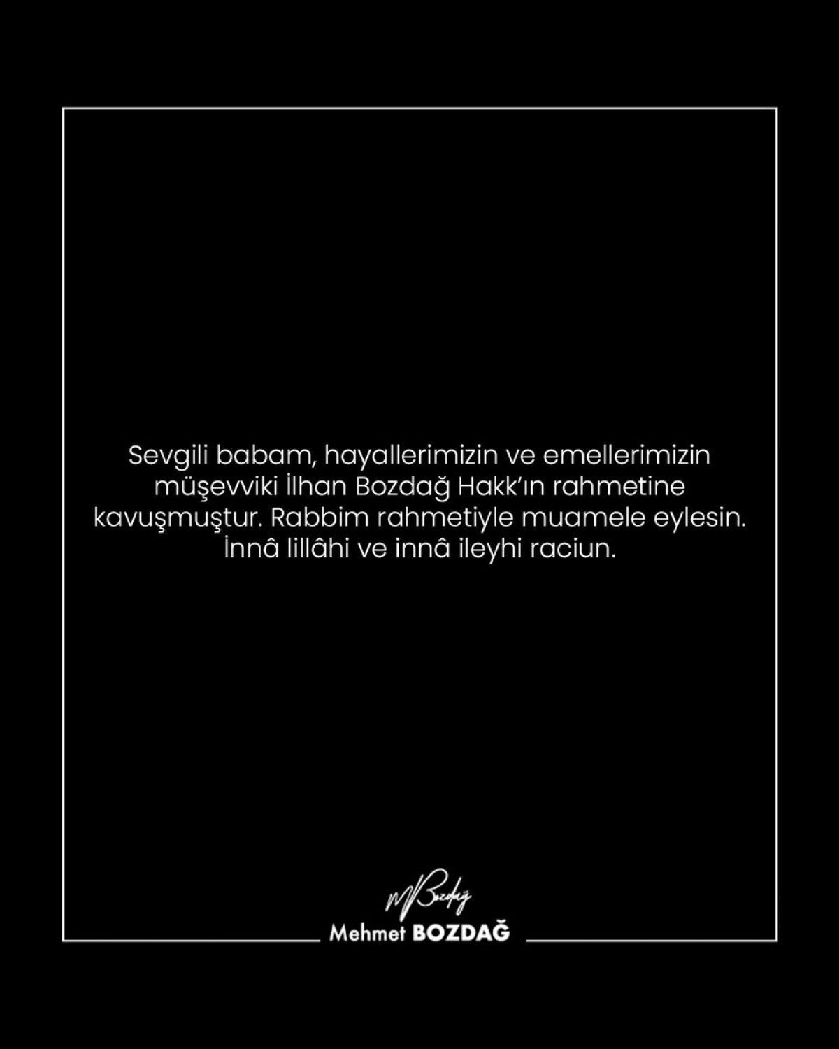 İlhan Bozdağ için ayrıntılı cenaze işlemleri duyuruldu