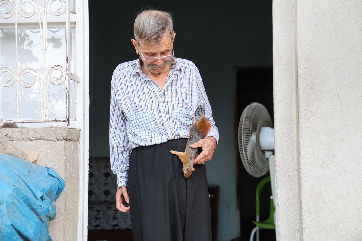 Adana'da Yalnız Kalan 6 Çocuk Babası, Kurtardığı Sincap ile Sıcak Bir Dostluk Kurdu